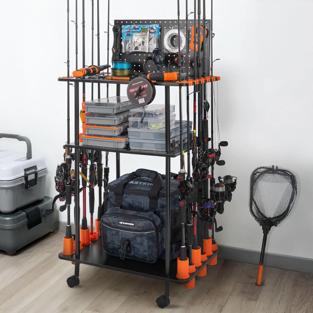 KastKing V12 Gear Trolley main view shows organized rod storage for 12 combos.
