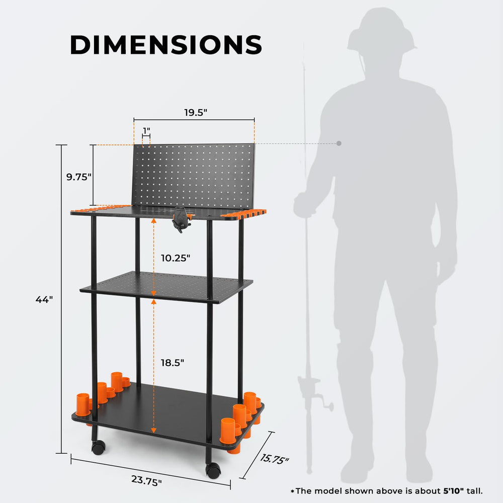 KastKing V12 Gear Trolley peg wall ready for hooks and quick-access tools.