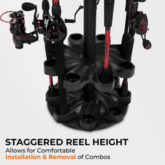 KastKing V16 rod rack in use with multiple fishing rods