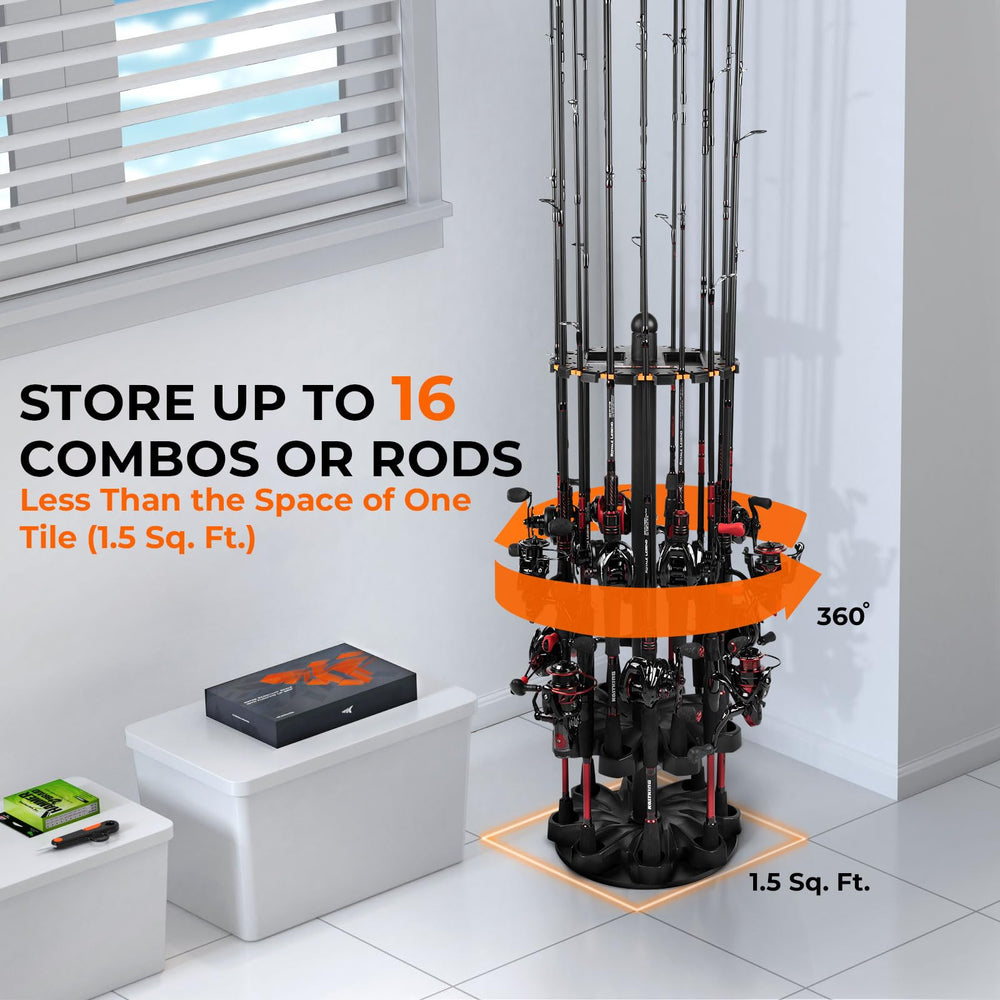 Side view of KastKing V16 rotating base rod rack