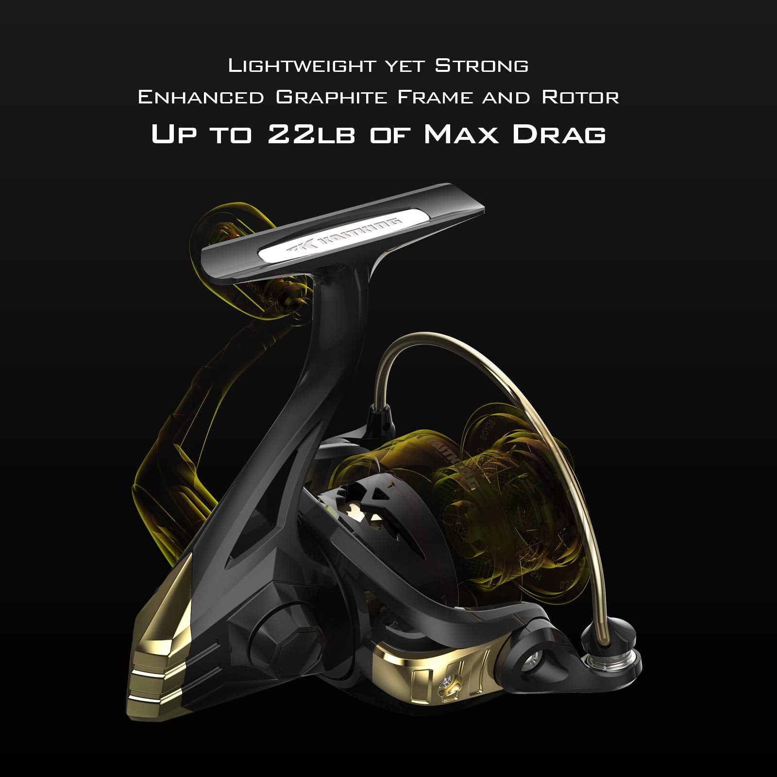 KastKing Valiant Eagle Gold drag system delivers consistent stopping power on fights.