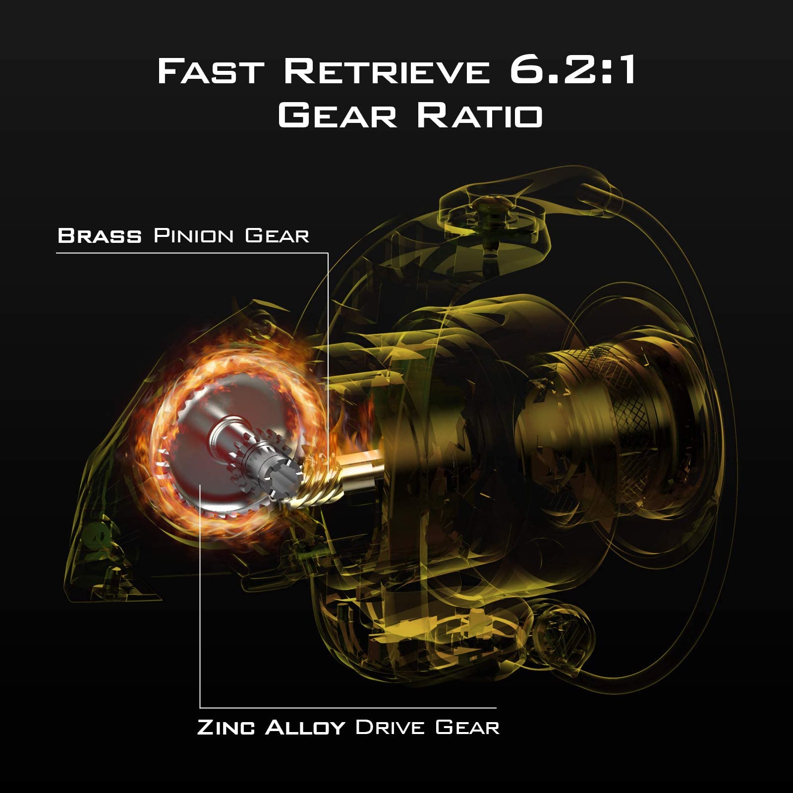 KastKing Valiant Eagle Gold gear set shows smooth cranking and quick retrieves.