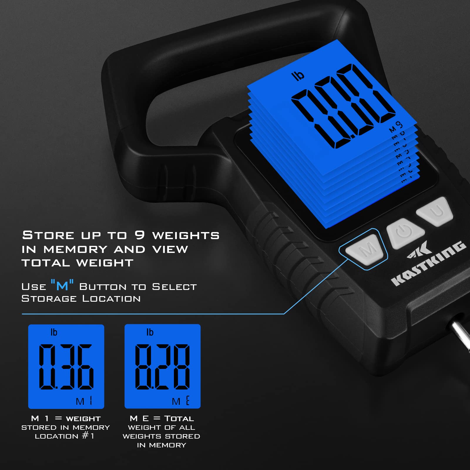 WideView scale showing memory for up to nine weights