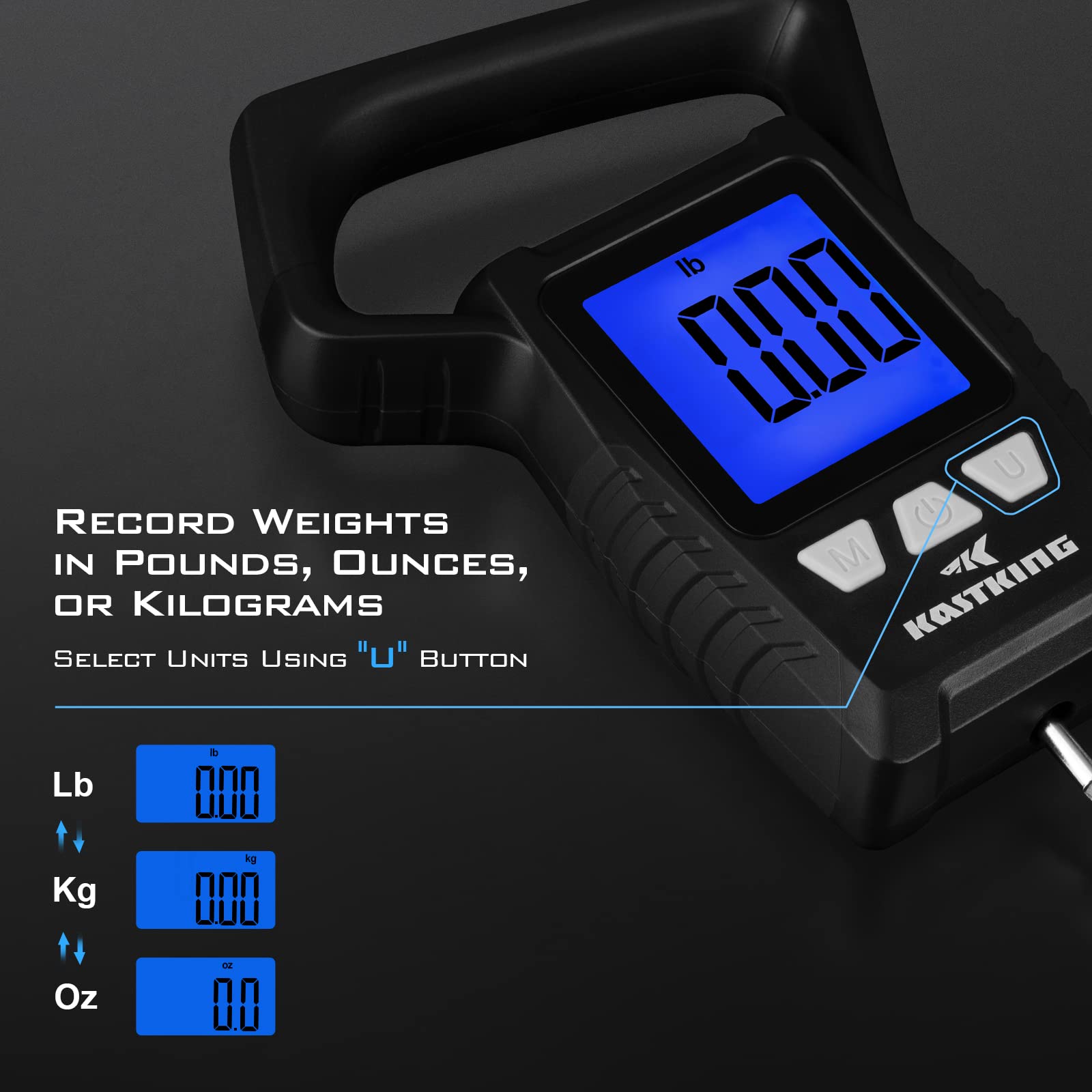 Memory storage feature showing up to 9 weights on the WideView scale