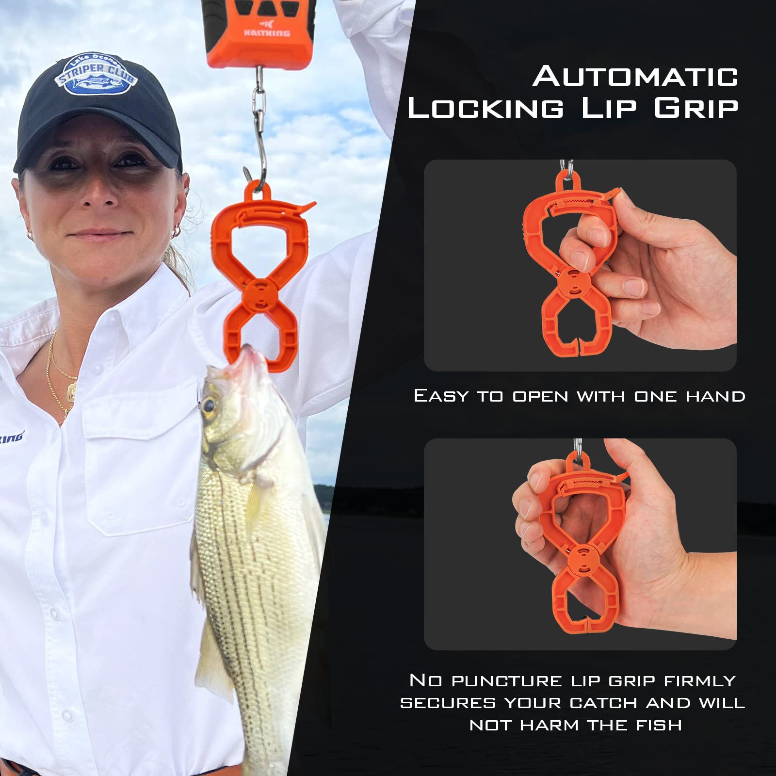 KastKing WideView Scale with non-slip TPR sides improves grip during weighing.