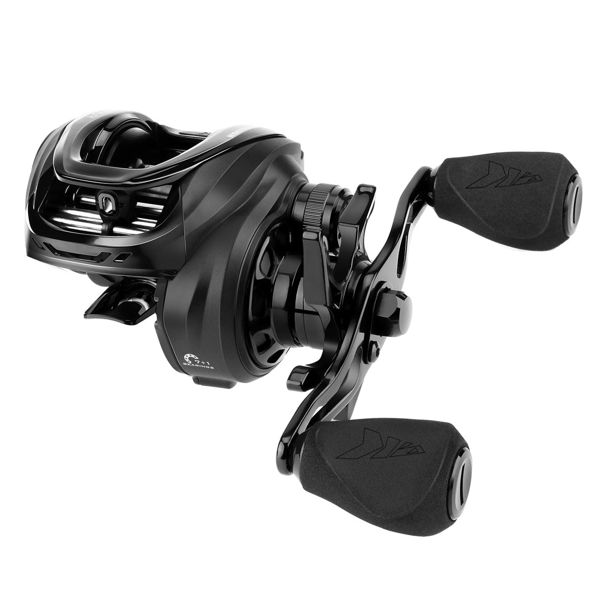 KastKing Zephyr left-handed black baitcasting reel - front view