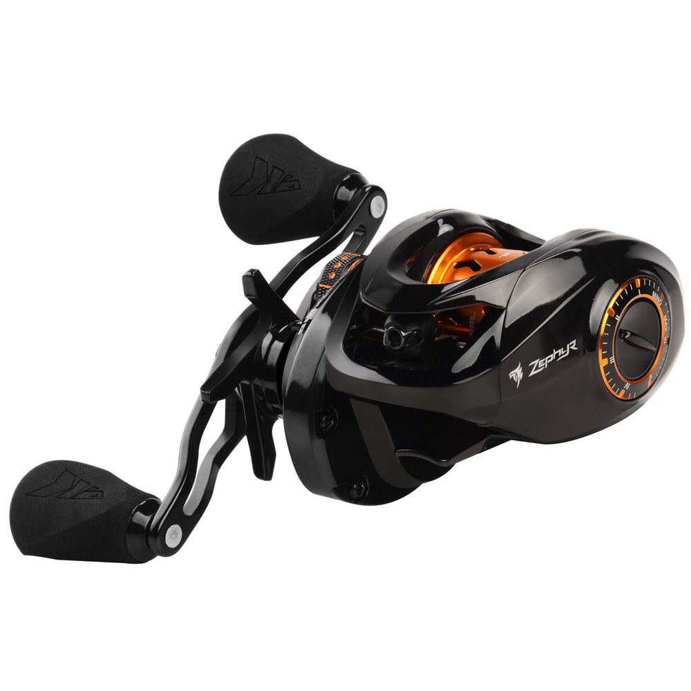 Black anodized handle with EVA knob on Zephyr BFS reel