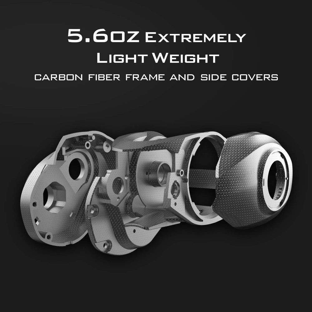 KastKing Zephyr carbon frame side plates highlighting lightweight, strong construction for finesse reels