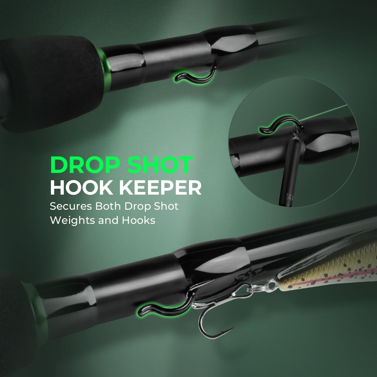 KastKing Zephyr includes Drop Shot hook keeper for versatile rigging.