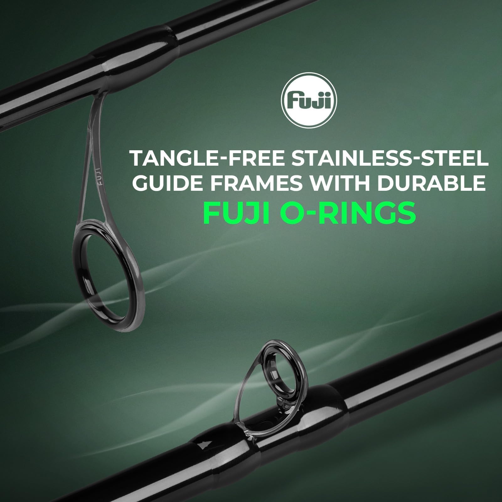 KastKing Zephyr Fuji O-ring guides promote smooth line passage.