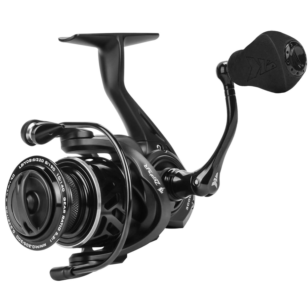 Ergonomic black EVA knob on Zephyr for comfortable control during long casts