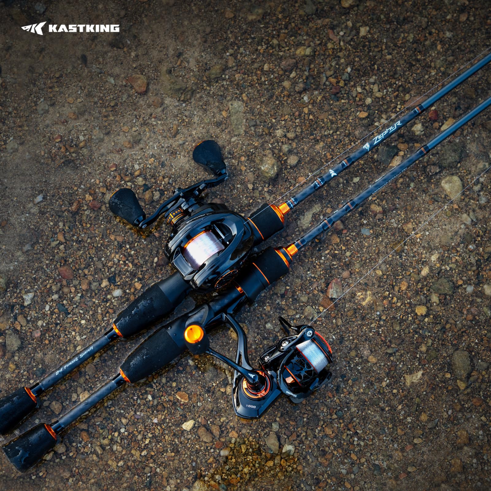 KastKing Zephyr Spin Finesse EVA handle provides secure, comfortable grip.