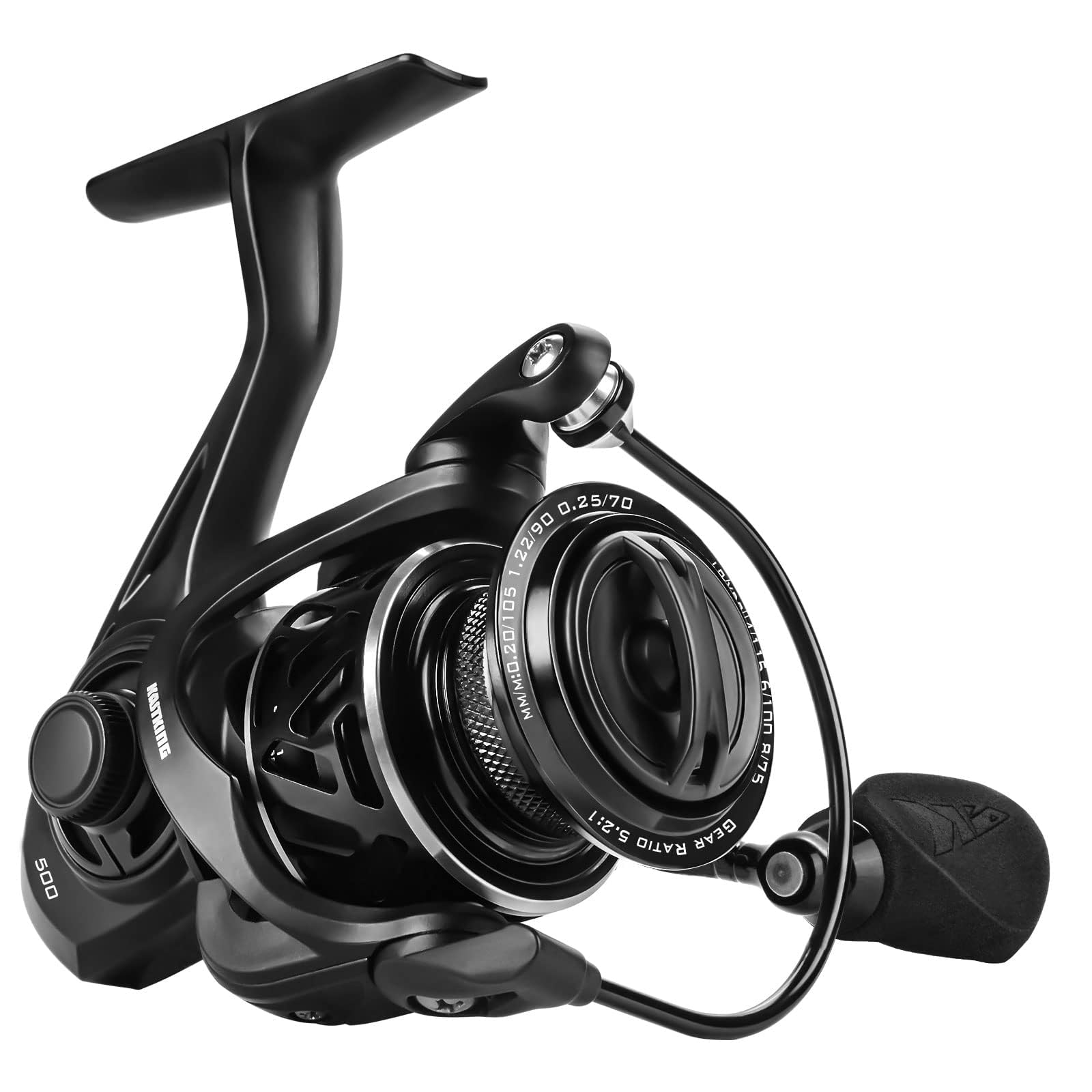 KastKing Zephyr 500 reel front view with ultralight design for ice fishing.