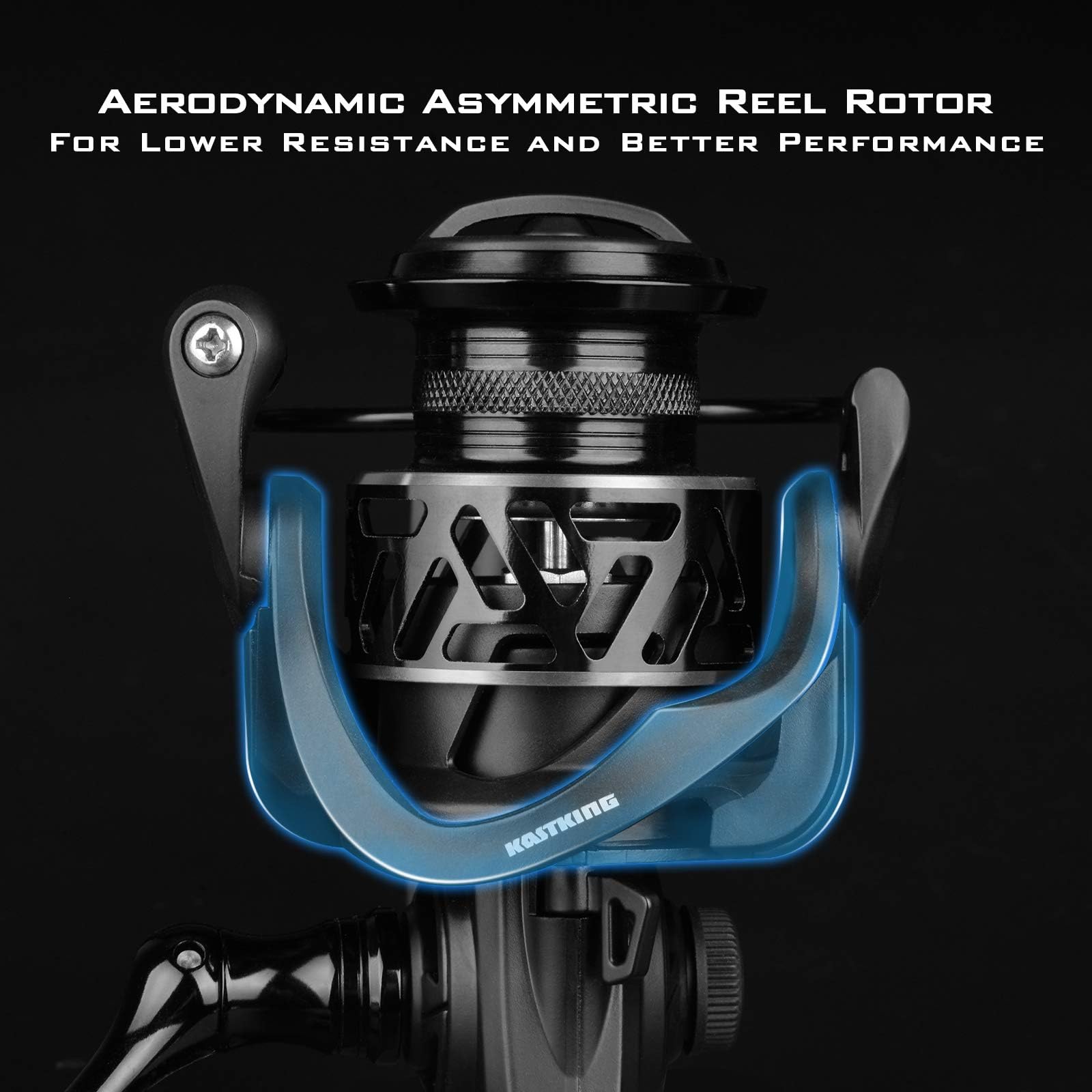 KastKing Zephyr 500 spool detail highlights braid-ready aluminum spool.