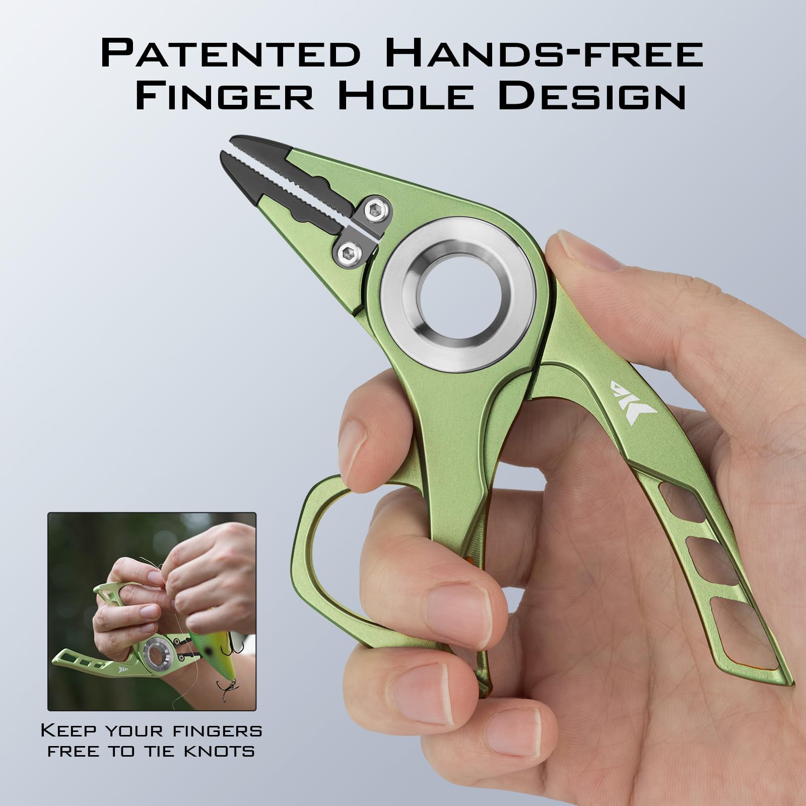 Serrated jaws and pliers cutting edge for secure dehooking