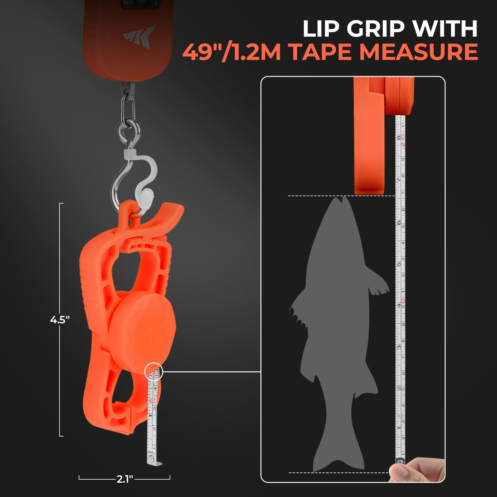 Built-in measuring tape on ToughTide fishing scale