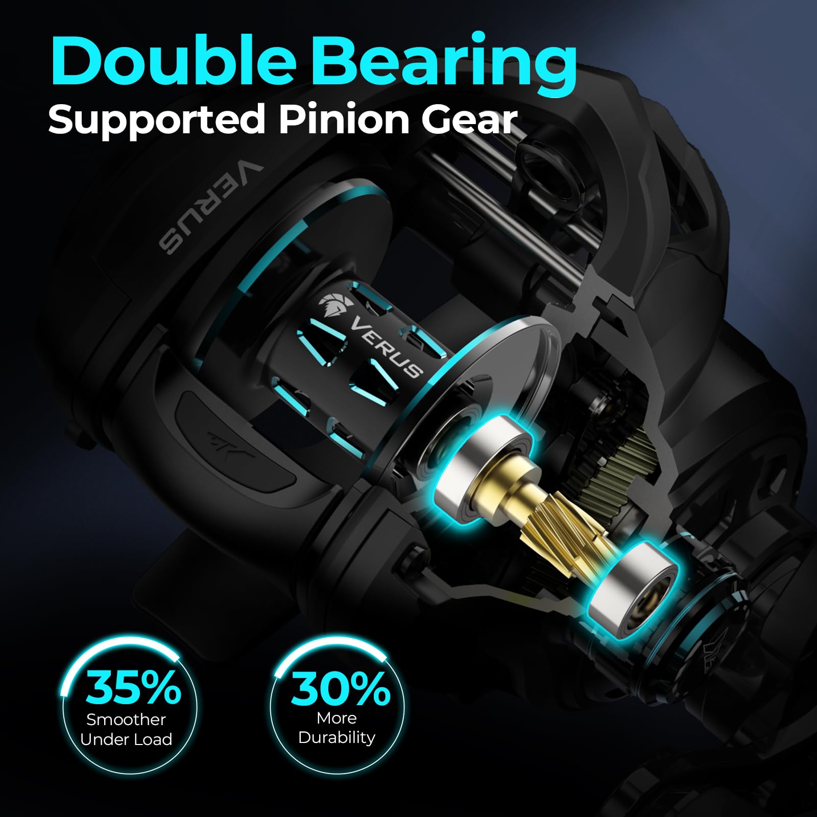 KastKing Verus bearing system detail with MaxiDur bearings
