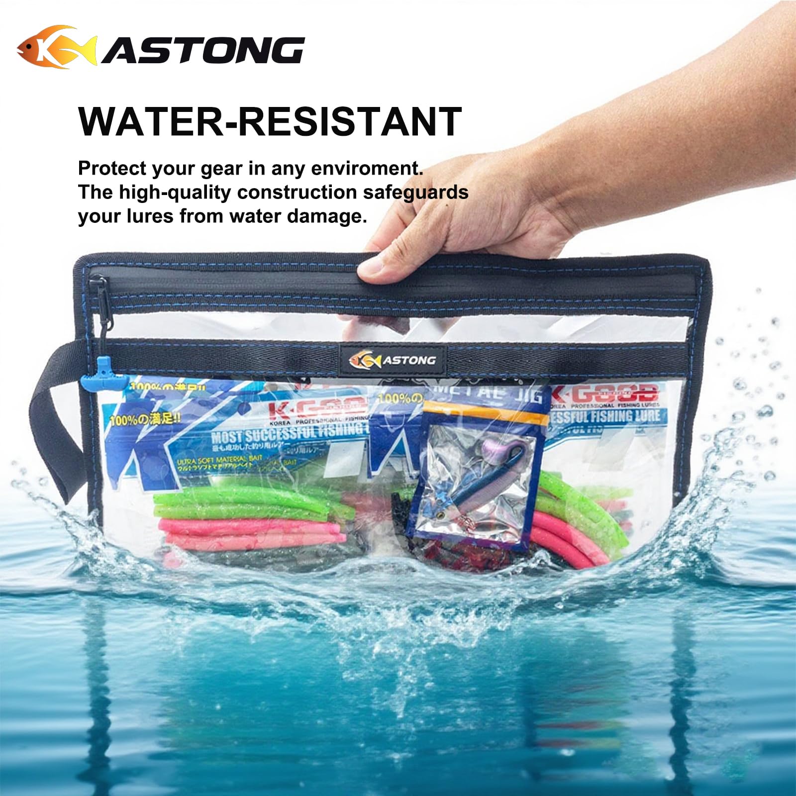 Close-up of water-resistant zipper on the bag