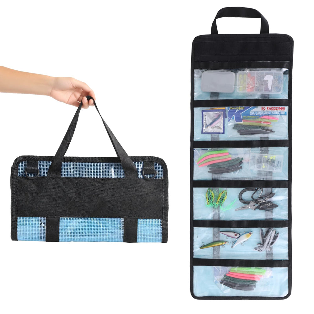 Blue KASTONG fishing lure storage bag with six pockets