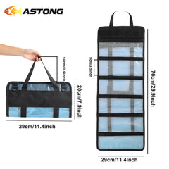 Roll-up design for portable storage of lures in blue bag