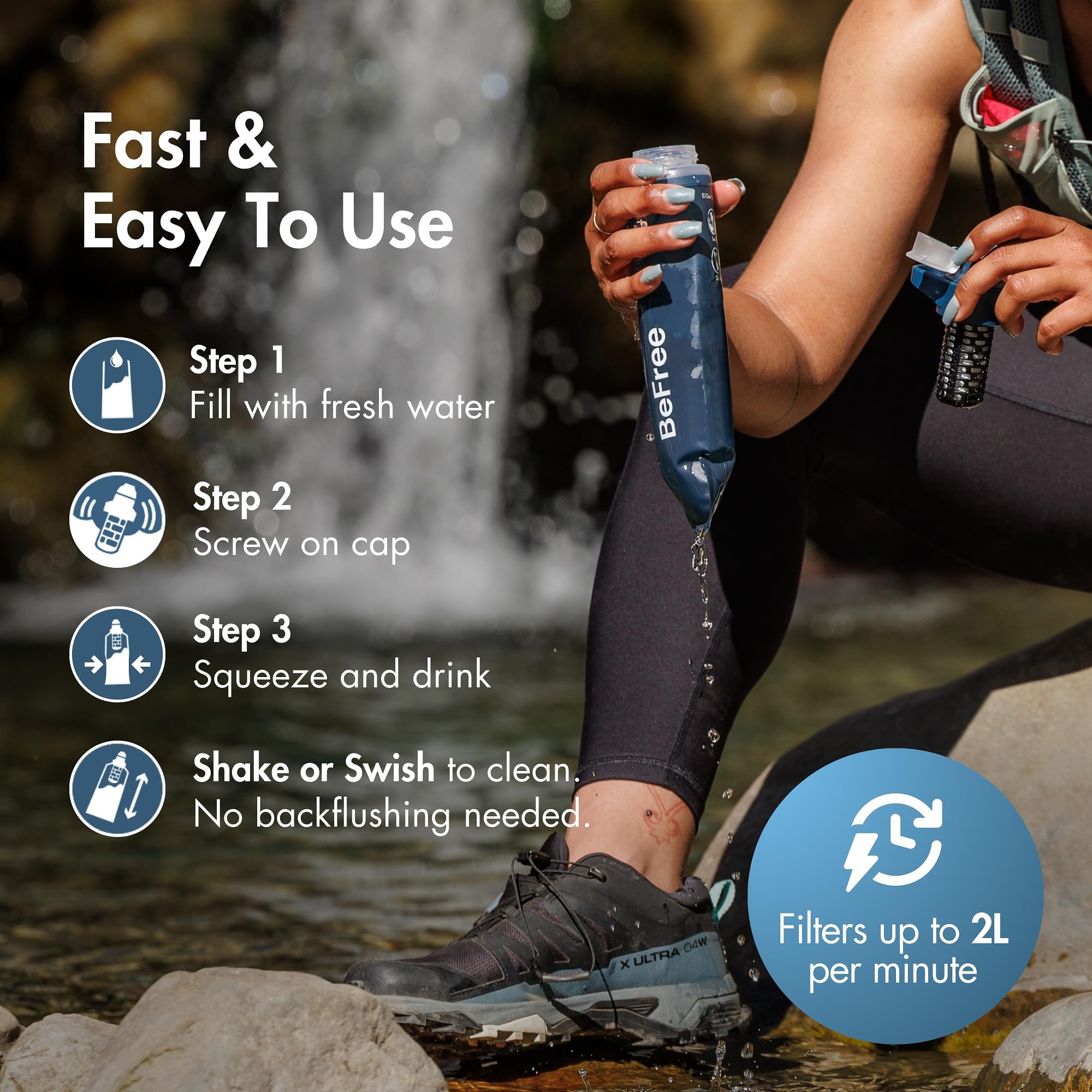 Katadyn BeFree AC 0.5L activated carbon pad option tailors taste.