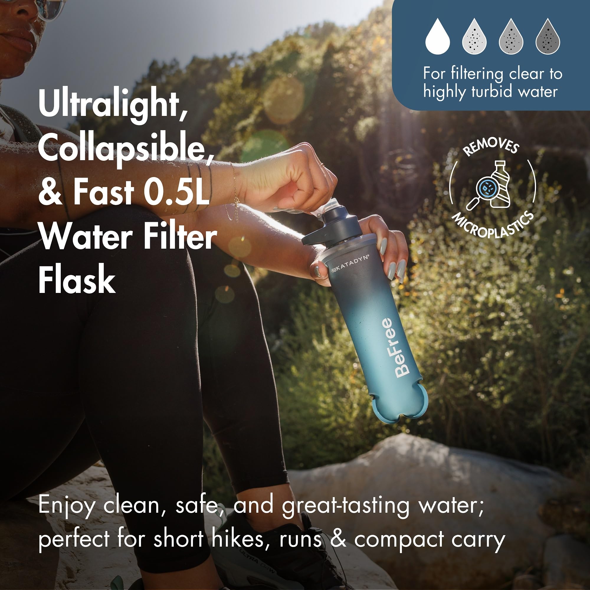 Katadyn BeFree AC 0.5L with integrated rugged handle supports quick setup.