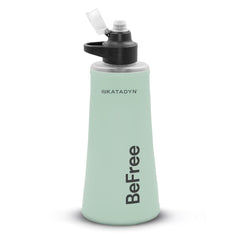 Katadyn BeFree AC 1L soft bottle with green cap for quick, clean hydration on hikes.