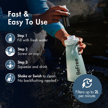 Katadyn BeFree AC 1L bottle with leak-proof cap for reliable hydration on adventures.