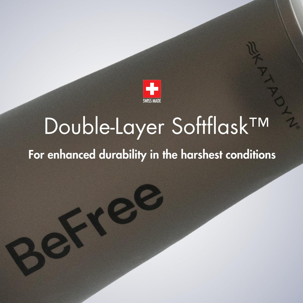 Activated carbon filter improves taste for cleaner hydration on trails.