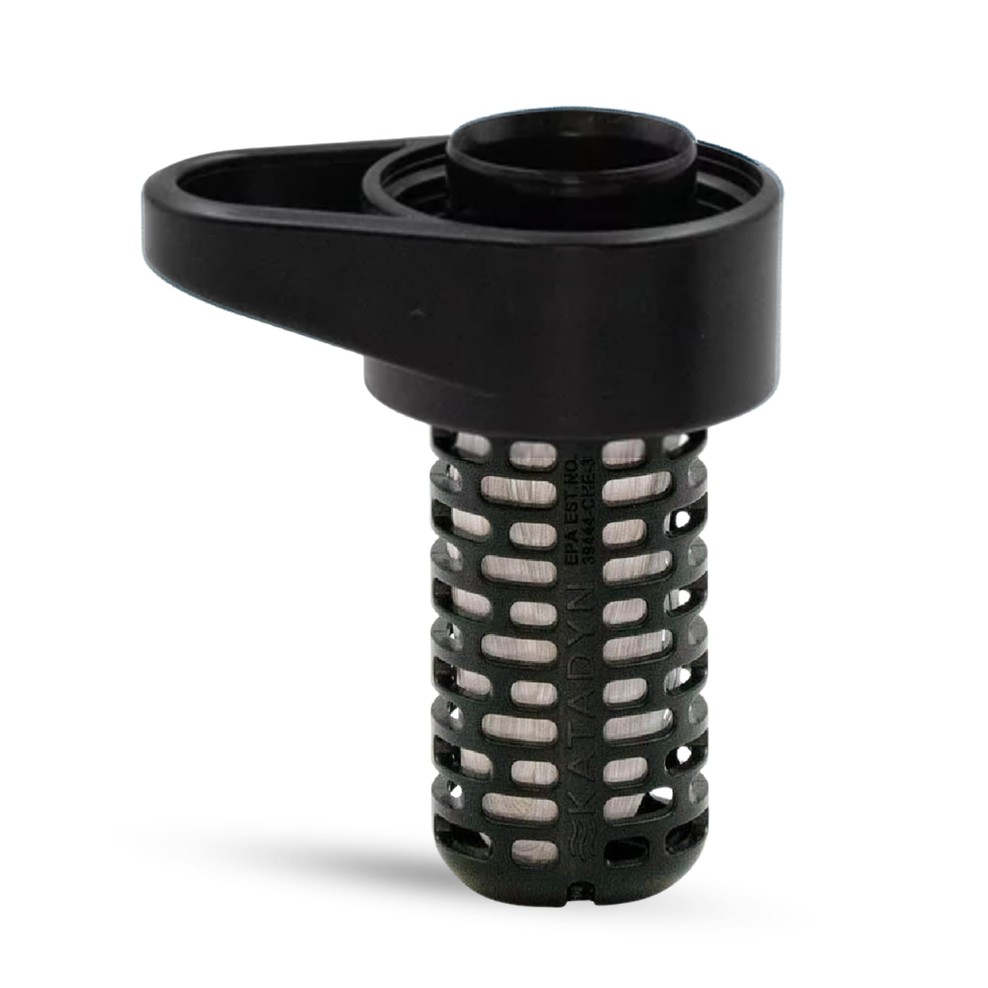 Katadyn BeFree AC replacement cartridge black front view for easy field swaps.