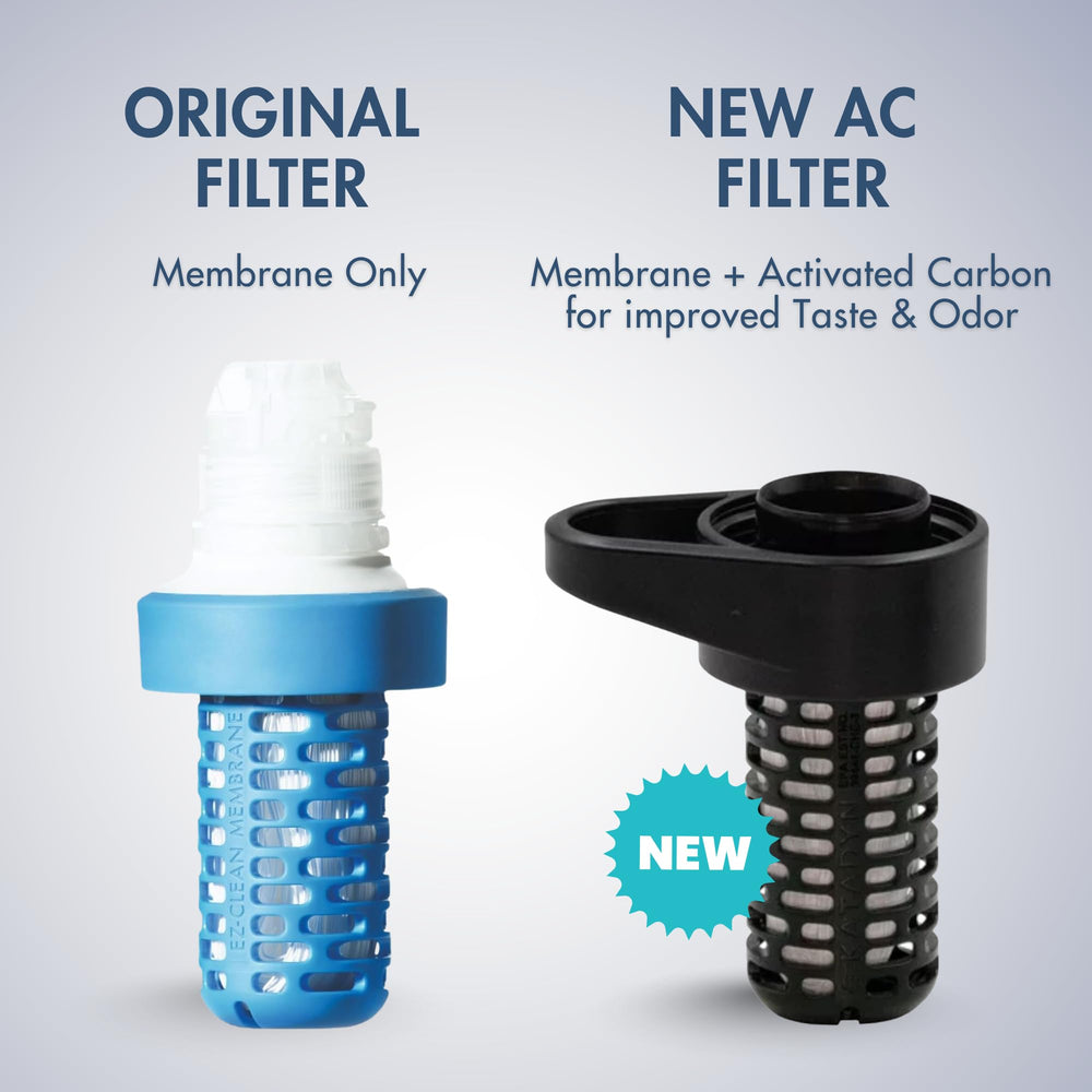 Katadyn BeFree AC replacement cartridge black during installation, easy swap.