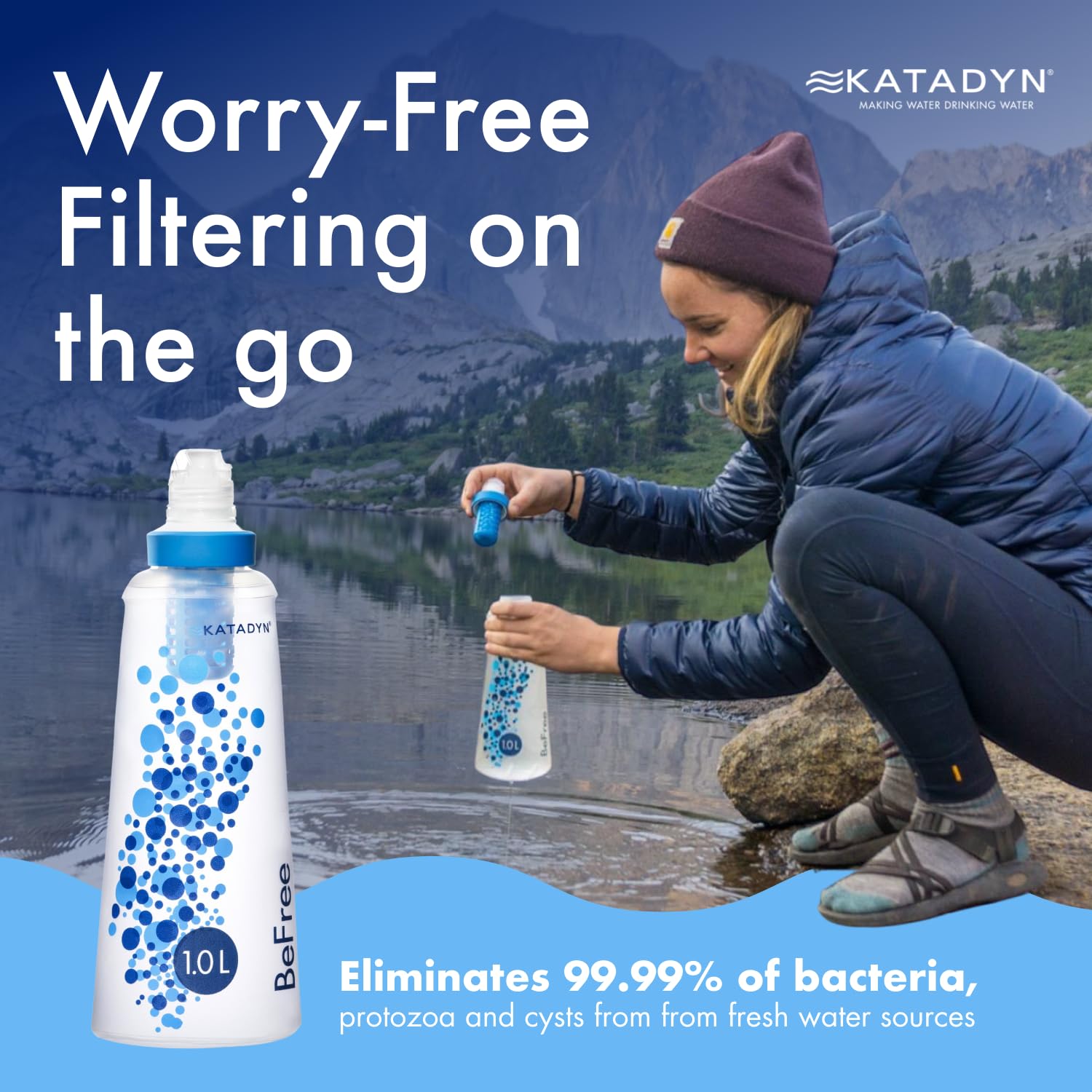Katadyn BeFree EZ-Clean membrane—shake-to-clean for quicker maintenance in the field.