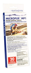 Katadyn Micropur MP1 tablets sealed in strips for long shelf life and easy transport.
