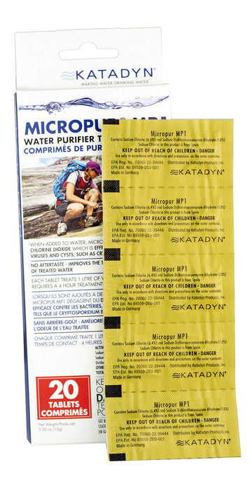 Katadyn Micropur MP1 pack of 20 tablets for outdoor use and travel