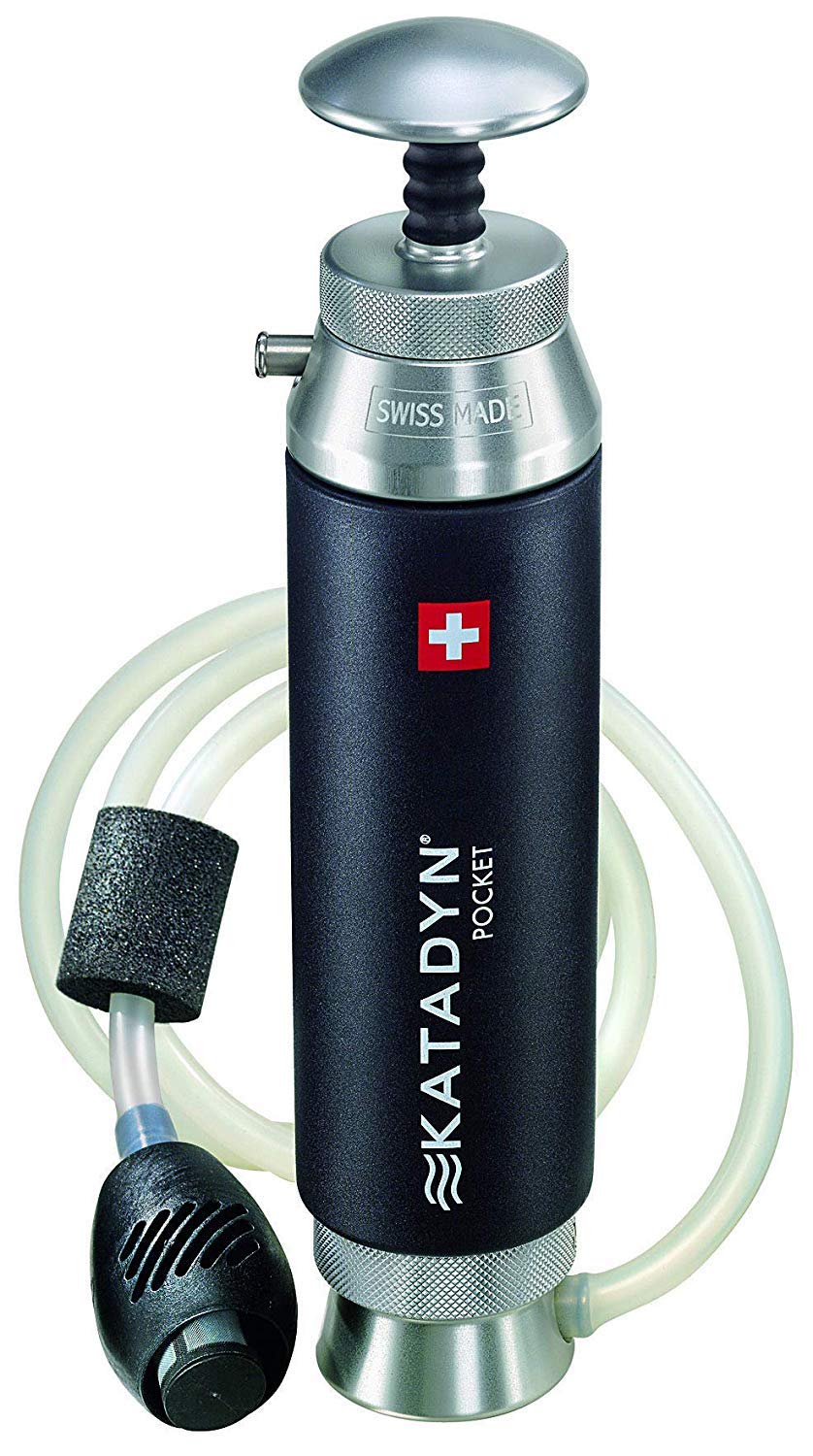 Katadyn Pocket filter ceramic-element close-up showing field-cleanable filtration for bacteria and protozoa.