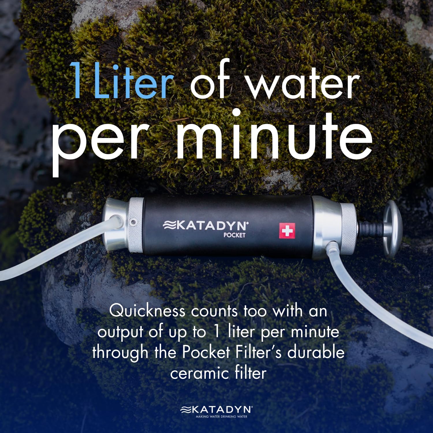 Katadyn Pocket Filter includes pre-filter for extended field use.