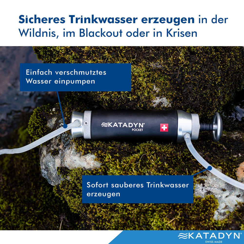 Katadyn Pocket Tactical ceramic-cleanable: easy field maintenance with removable ceramic element.