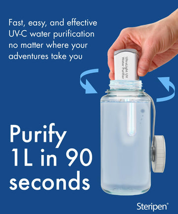 Katadyn SteriPEN Ultralight in action purifying 1 L in 90 seconds.