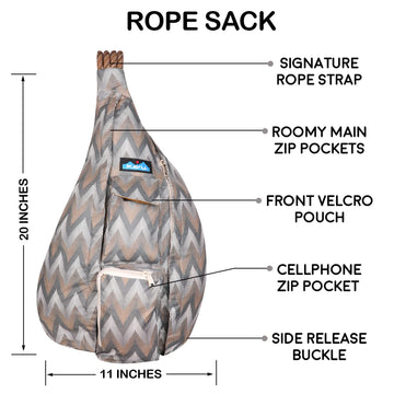 Chevron Peak pattern detail adds distinctive outdoor style to the KAVU Rope Sack.