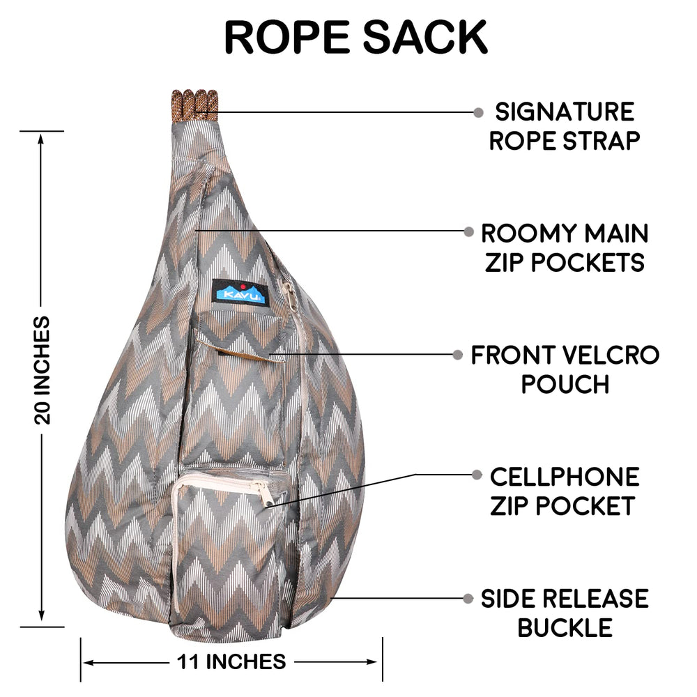 Chevron Peak pattern detail adds distinctive outdoor style to the KAVU Rope Sack.