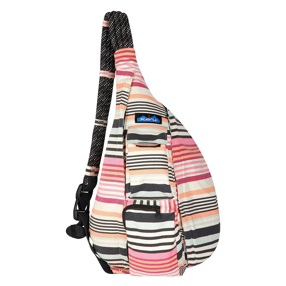 KAVU Rope Bag Midsummer Stripe side view for versatile crossbody wear.