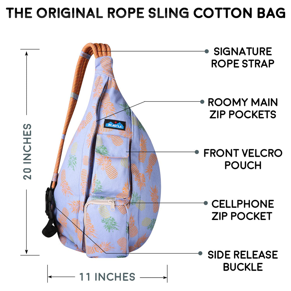 KAVU Rope Bag Pineapple Pirouette dimensions reveal compact yet roomy interior