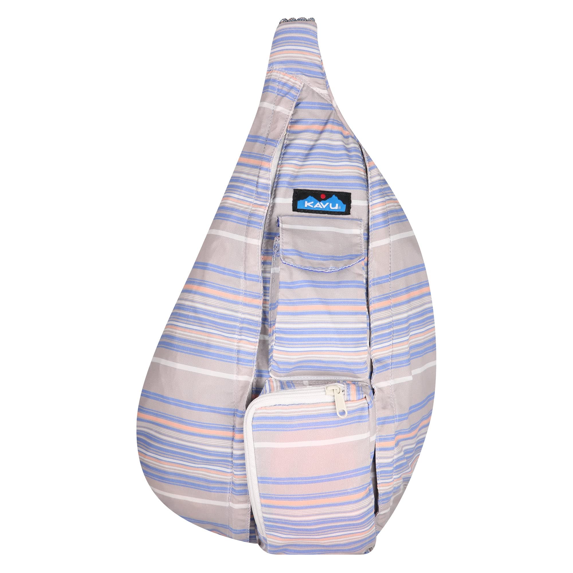 KAVU Rope Sack Simple Stripe external pockets ideal for quick-access essentials.