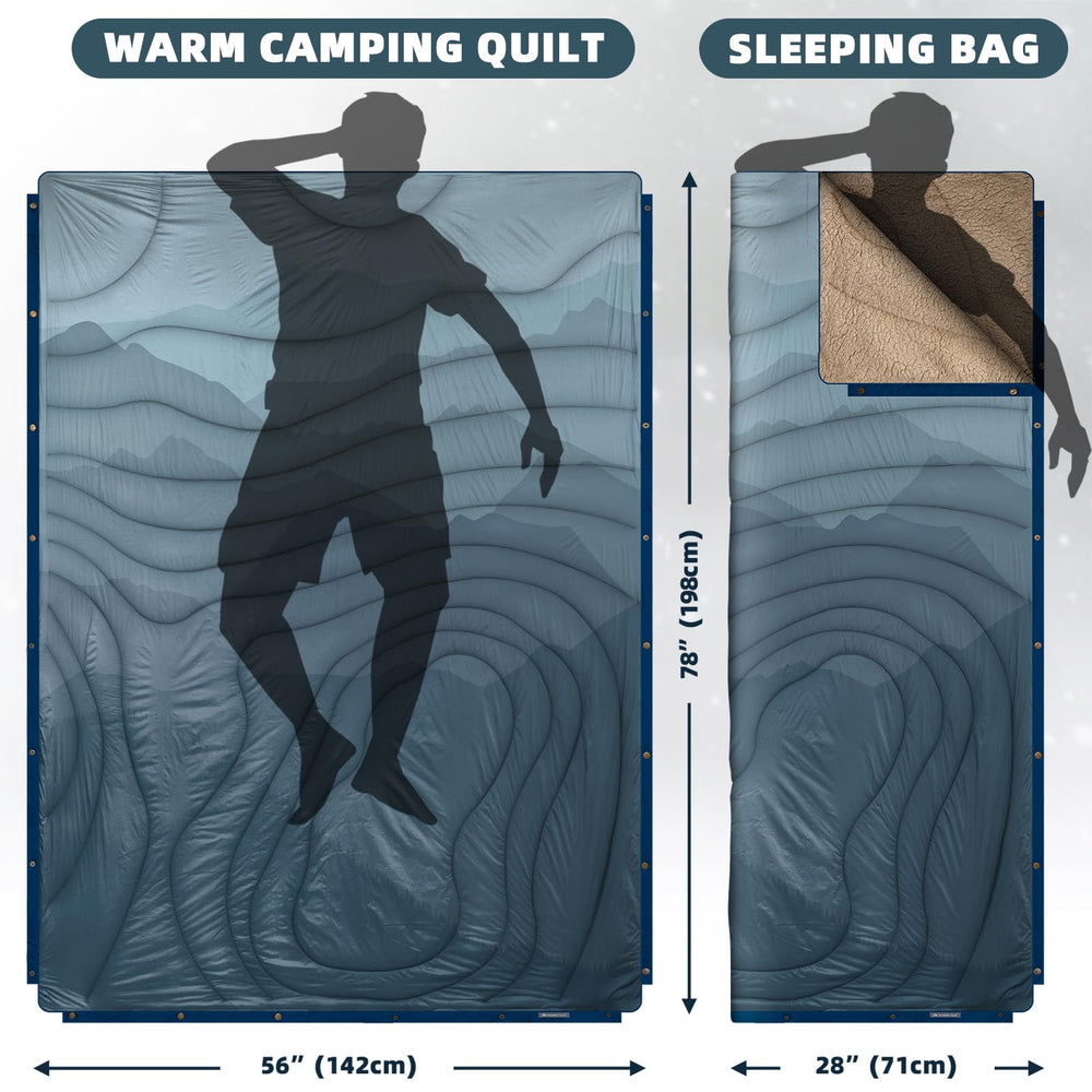 KawaGebo Kamp blanket poncho conversion demonstrates hands-free shelter in wet weather.