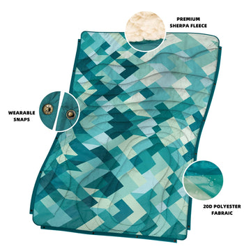 KawaGebo Kamp blanket-ultralight-packable display emphasizes easy carry on trips.