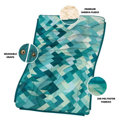 KawaGebo Kamp blanket-ultralight-packable display emphasizes easy carry on trips.