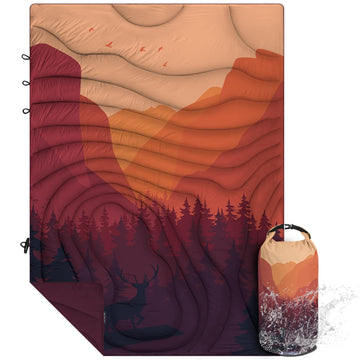 KawaGebo Kamp camping blanket in sunset mountain cover offers warm outdoor evenings