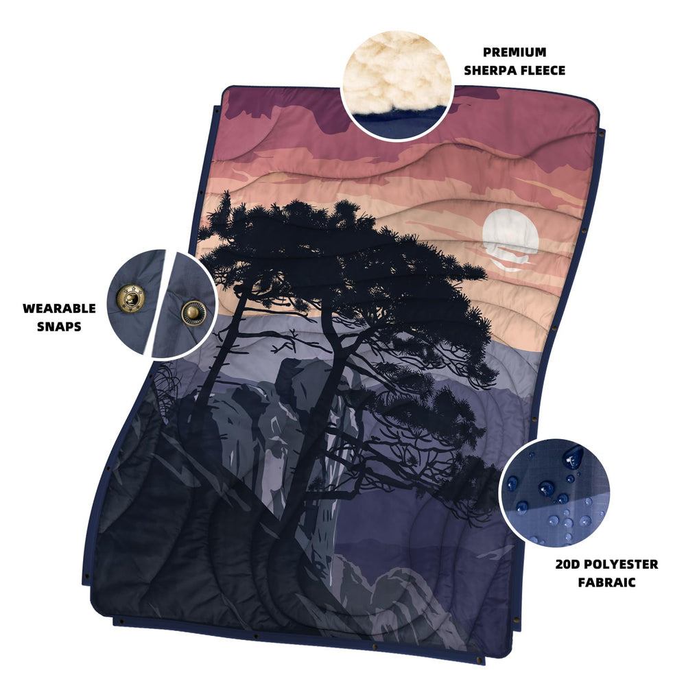 KawaGebo Kamp camping blanket in cold-weather scene