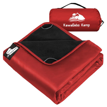 KawaGebo Kamp fleece waterproof blanket open view for versatile outdoor use