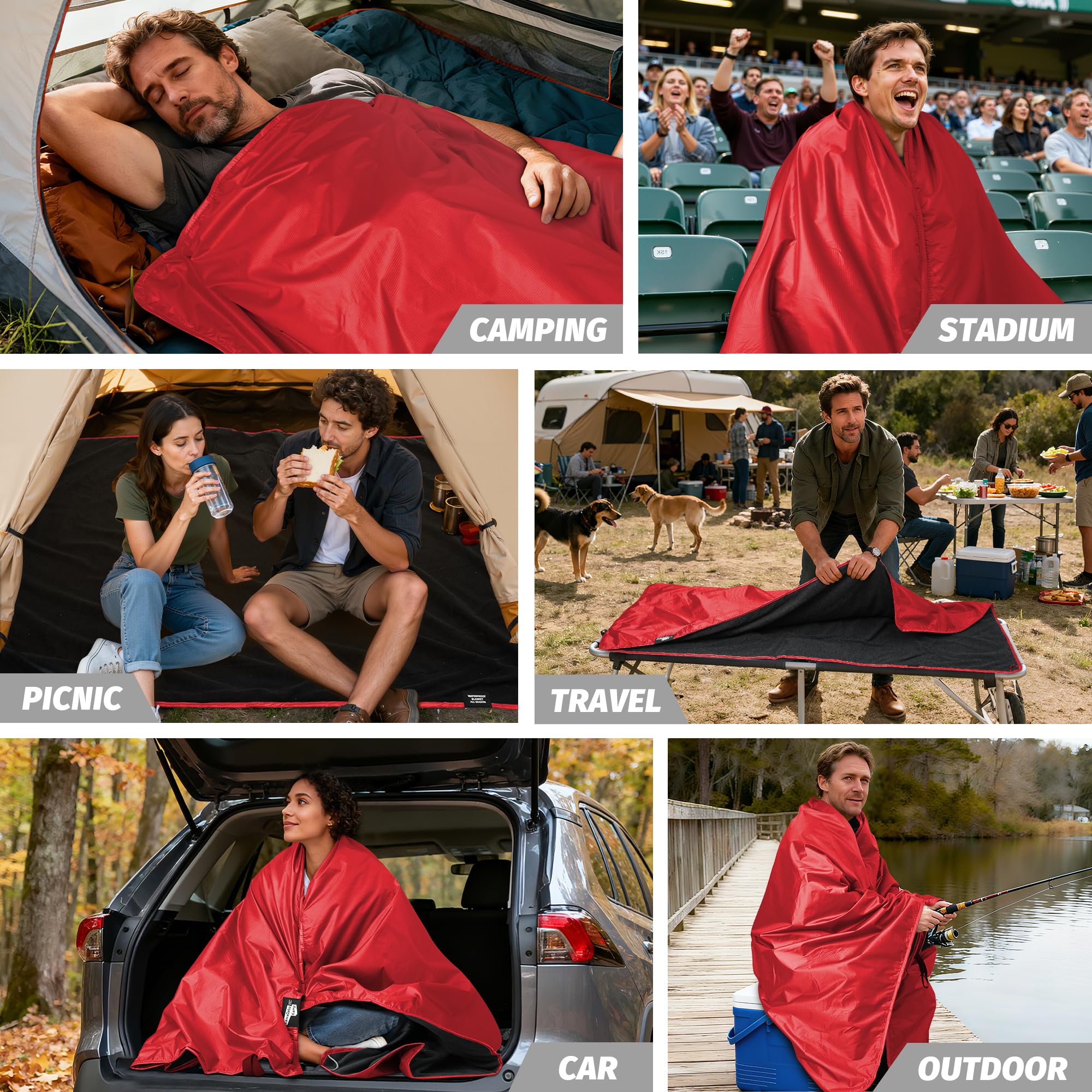 KawaGebo Kamp fleece blanket at picnic use stays dry and comfy outdoors